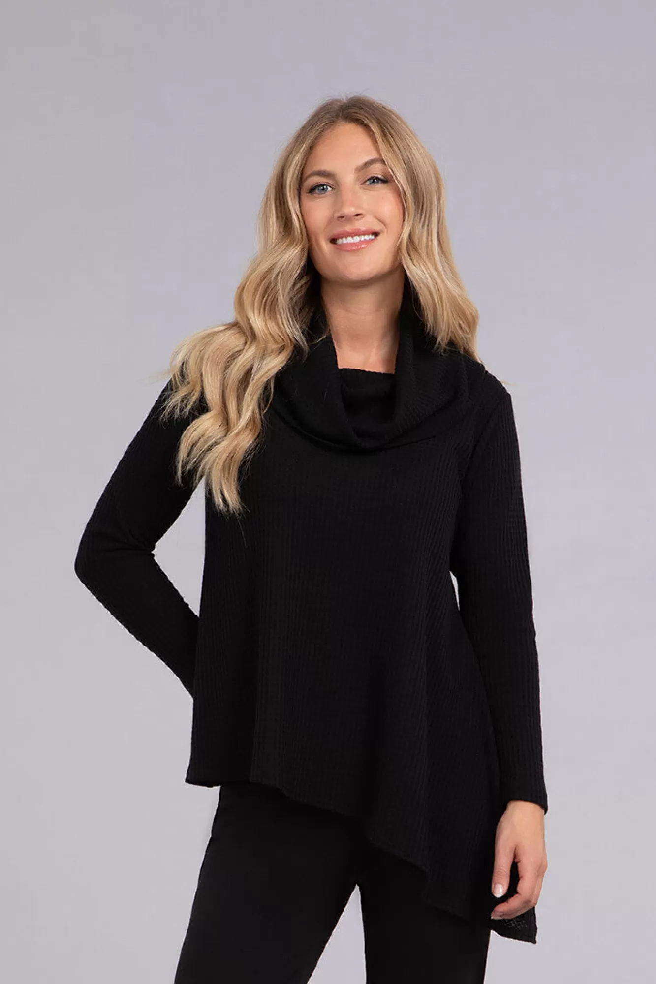 Discount Sympli Angle Cowl Neck Waffle Sweater