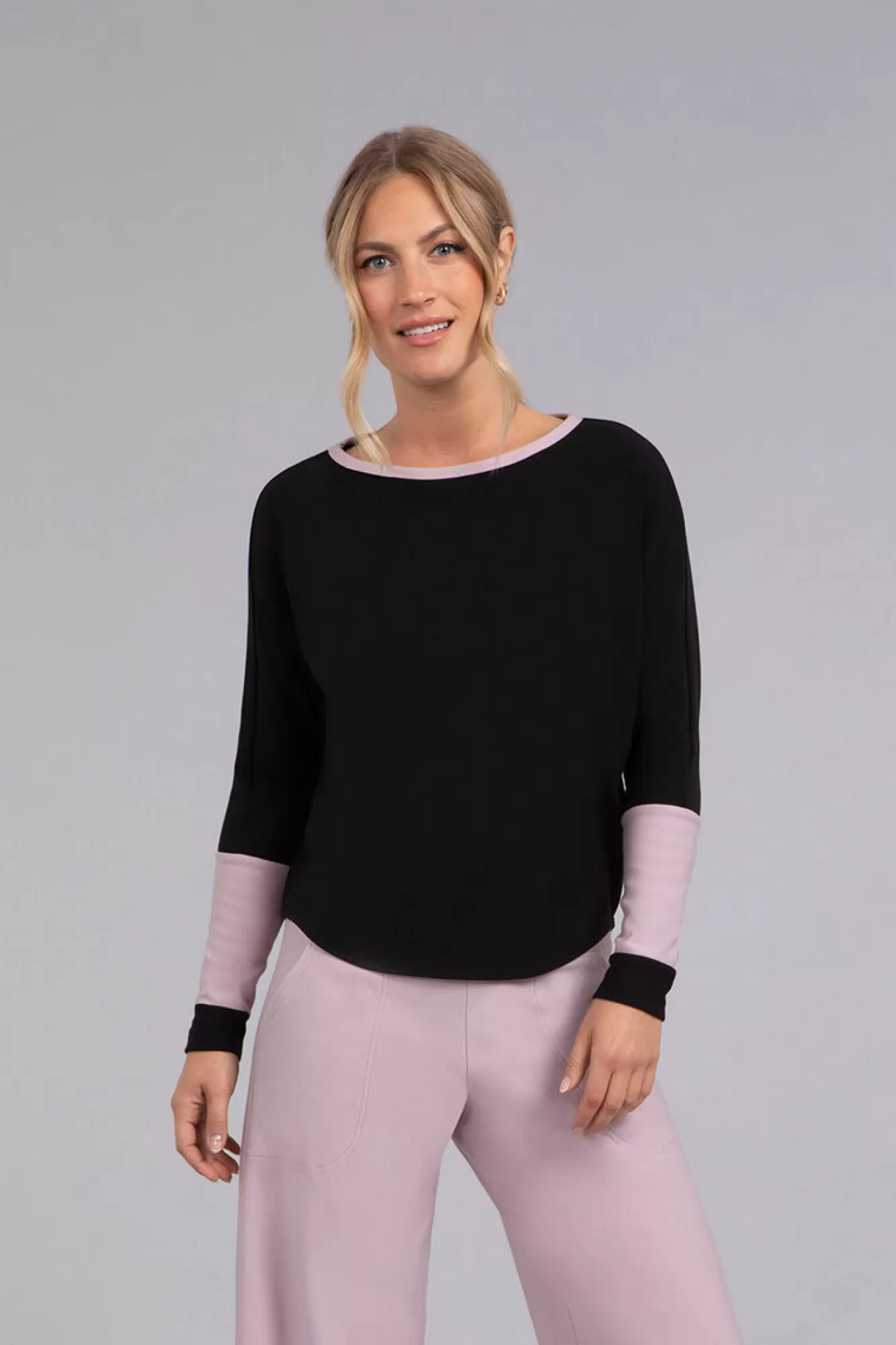 Store Sympli Bamboo Fleece Colour Block Cinch Top