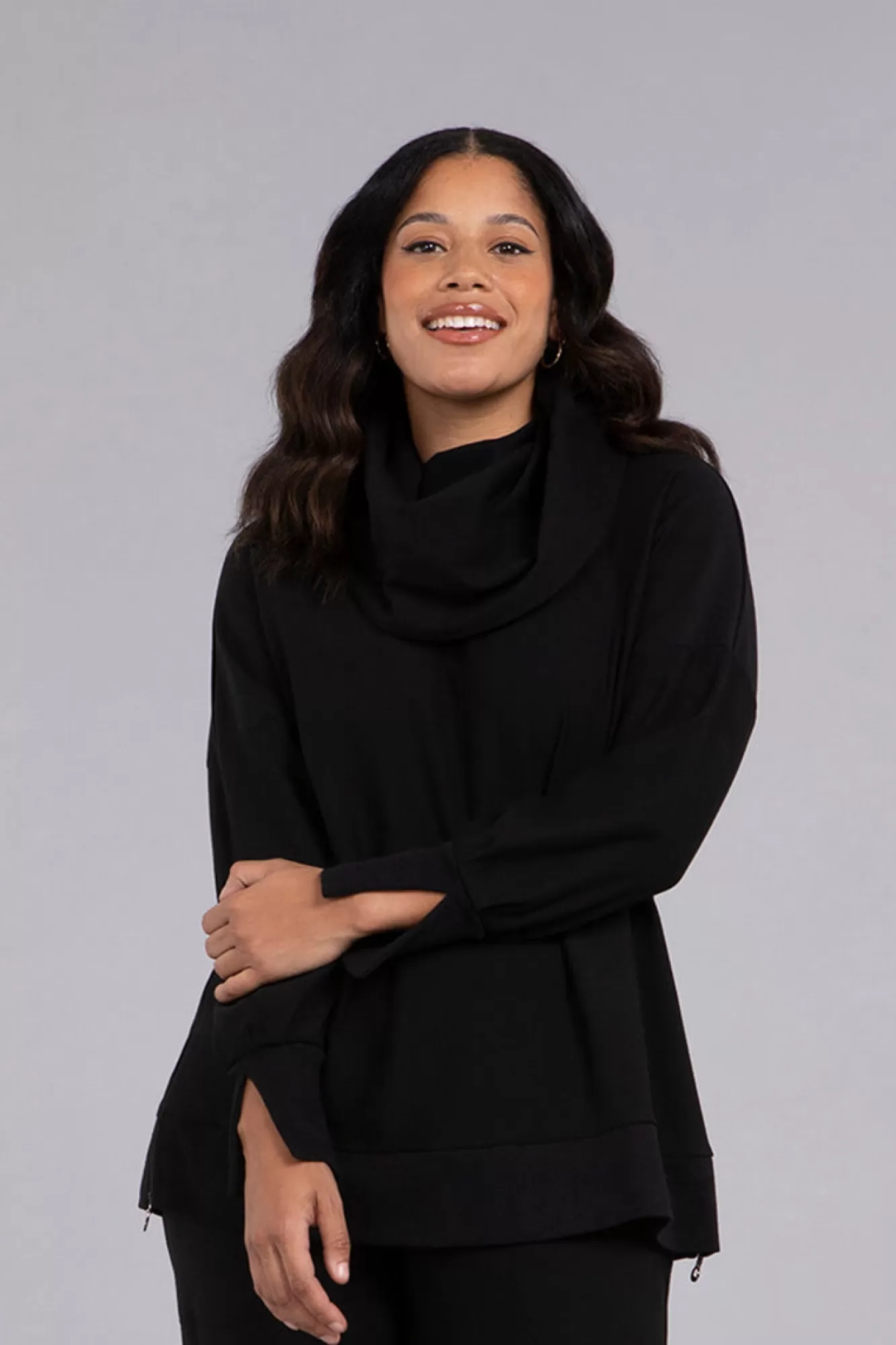 Cheap Sympli Bamboo Fleece Cowl Neck Pleat Sleeve Top