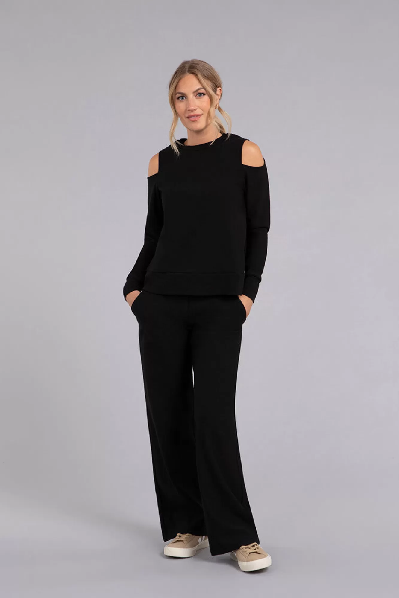 Shop Sympli Bamboo Fleece Cut Out Shoulder Top