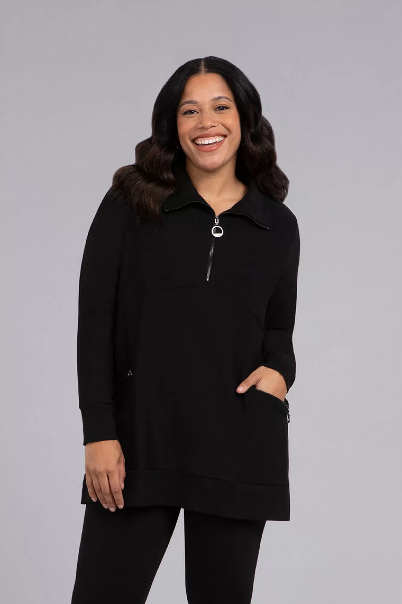 Flash Sale Sympli Bamboo Fleece Zip Collar Tunic