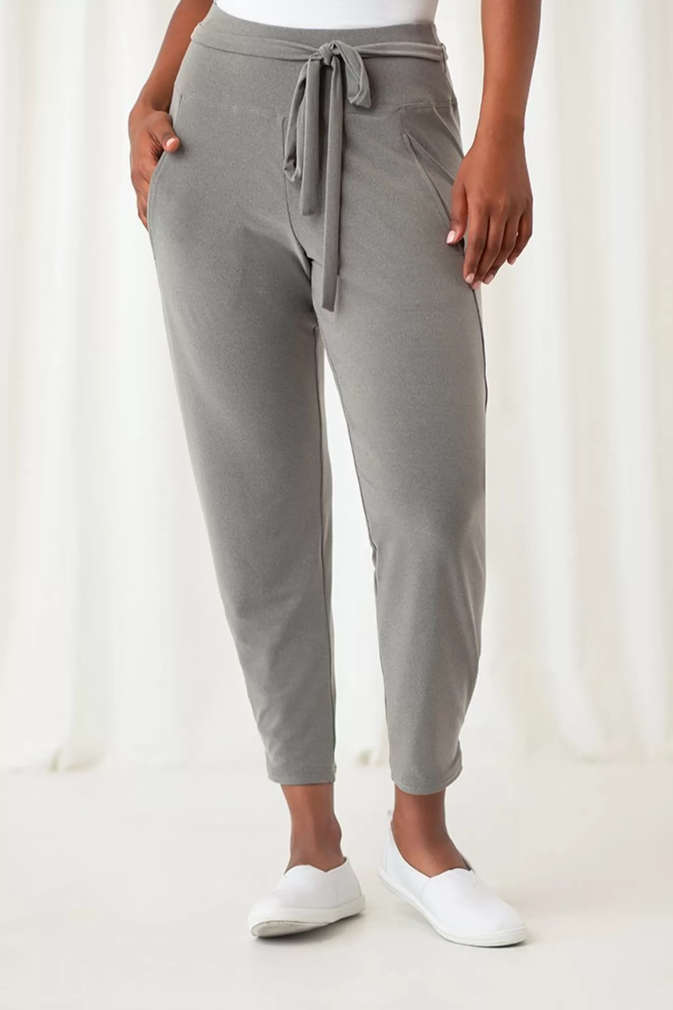 Fashion Sympli Belted Pleat Hem Jogger