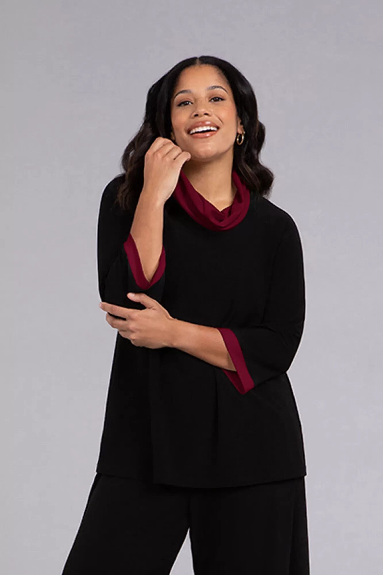 New Sympli Colour Block Raglan Sleeve Cowl Neck Top