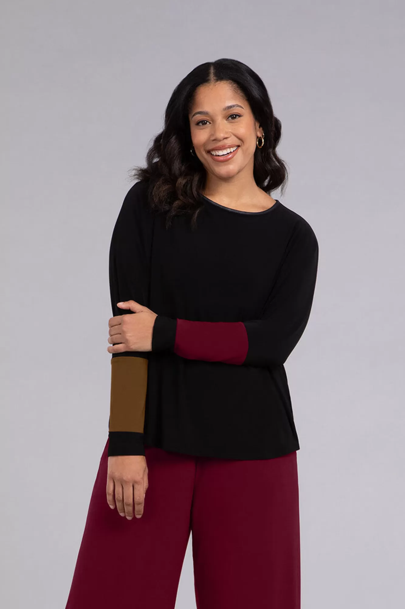 Outlet Sympli Colour Block Sleeve Nu Cinch Top