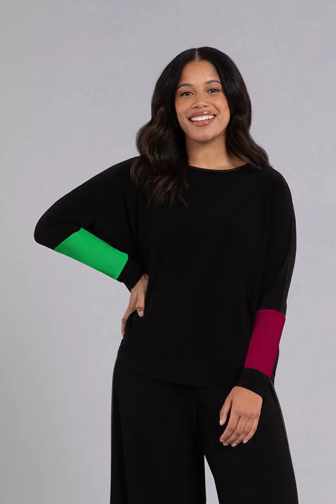 Flash Sale Sympli Colour Block Sleeve Nu Cinch Top