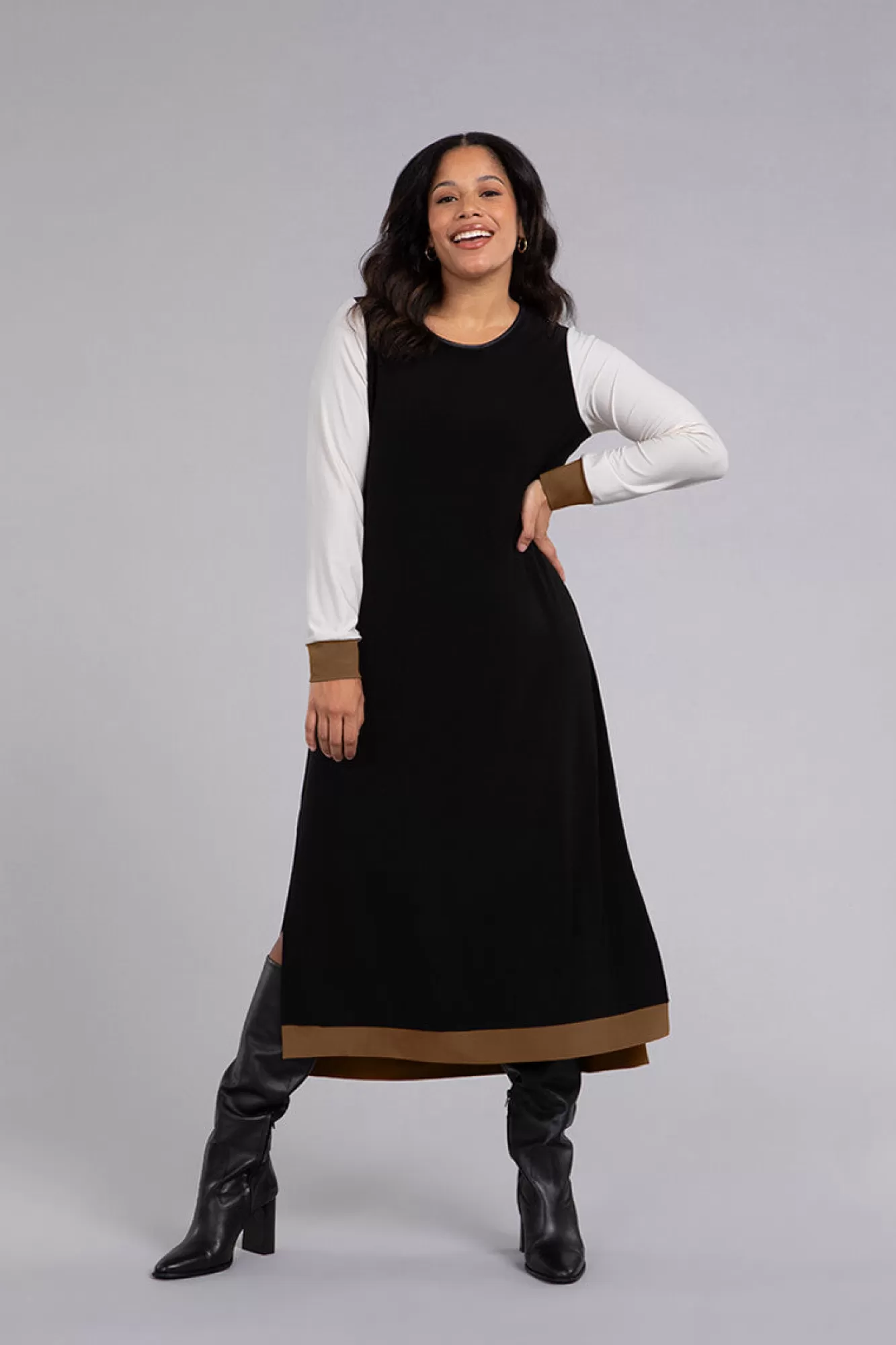 Online Sympli Colour Block Step Hem Dress