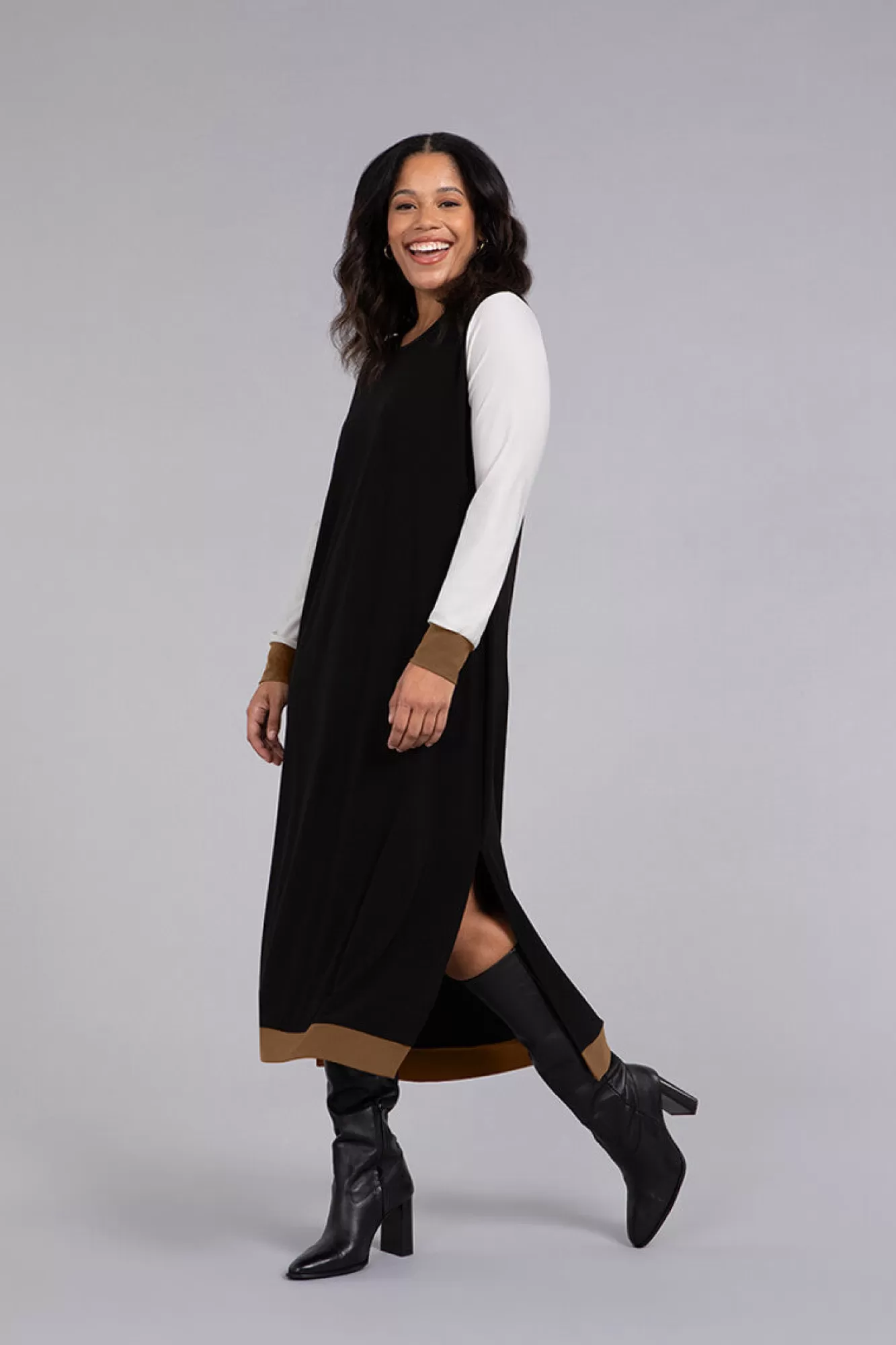 Online Sympli Colour Block Step Hem Dress