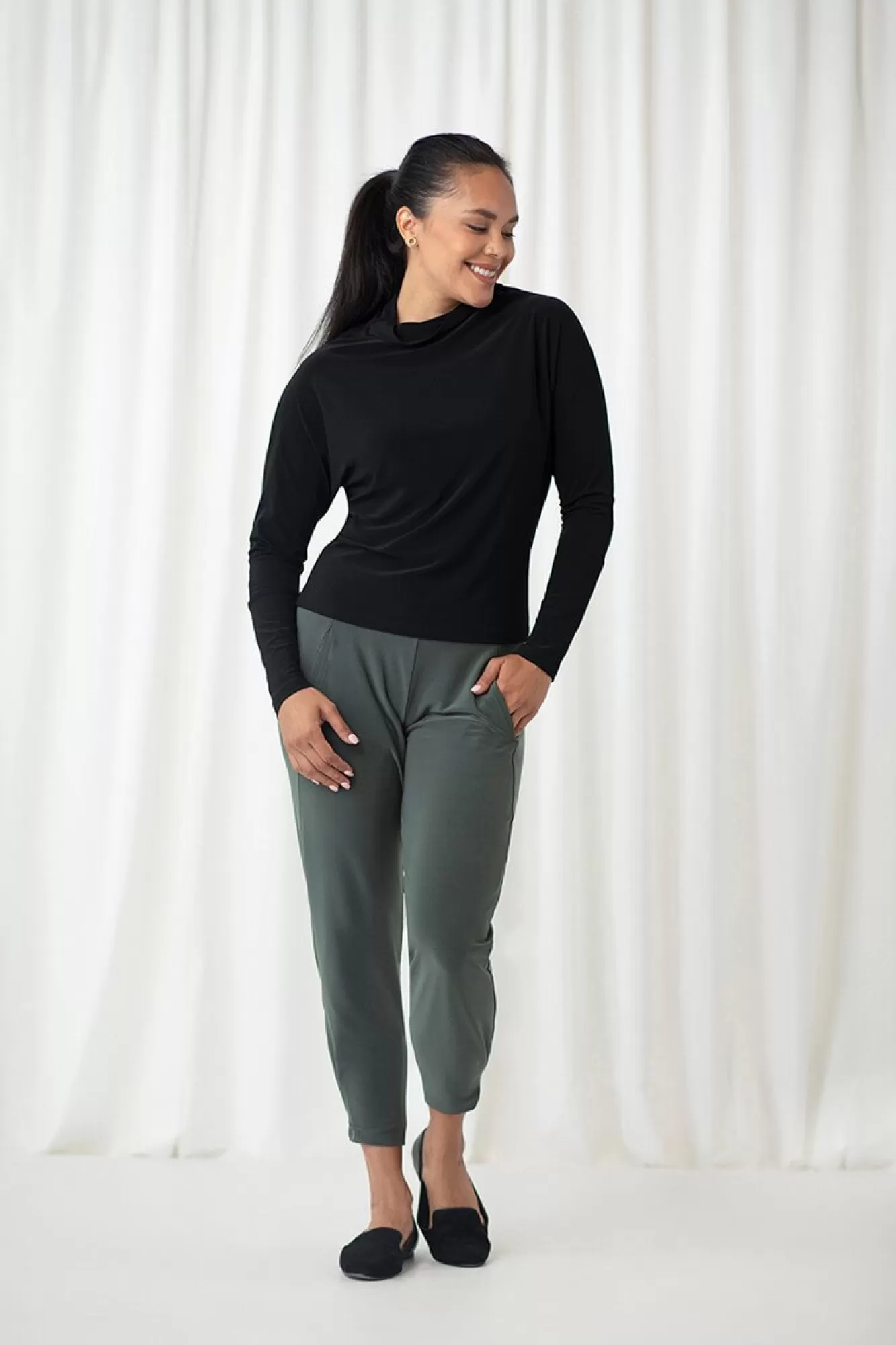 Hot Sympli Funnel Neck Dolman T-Shirt