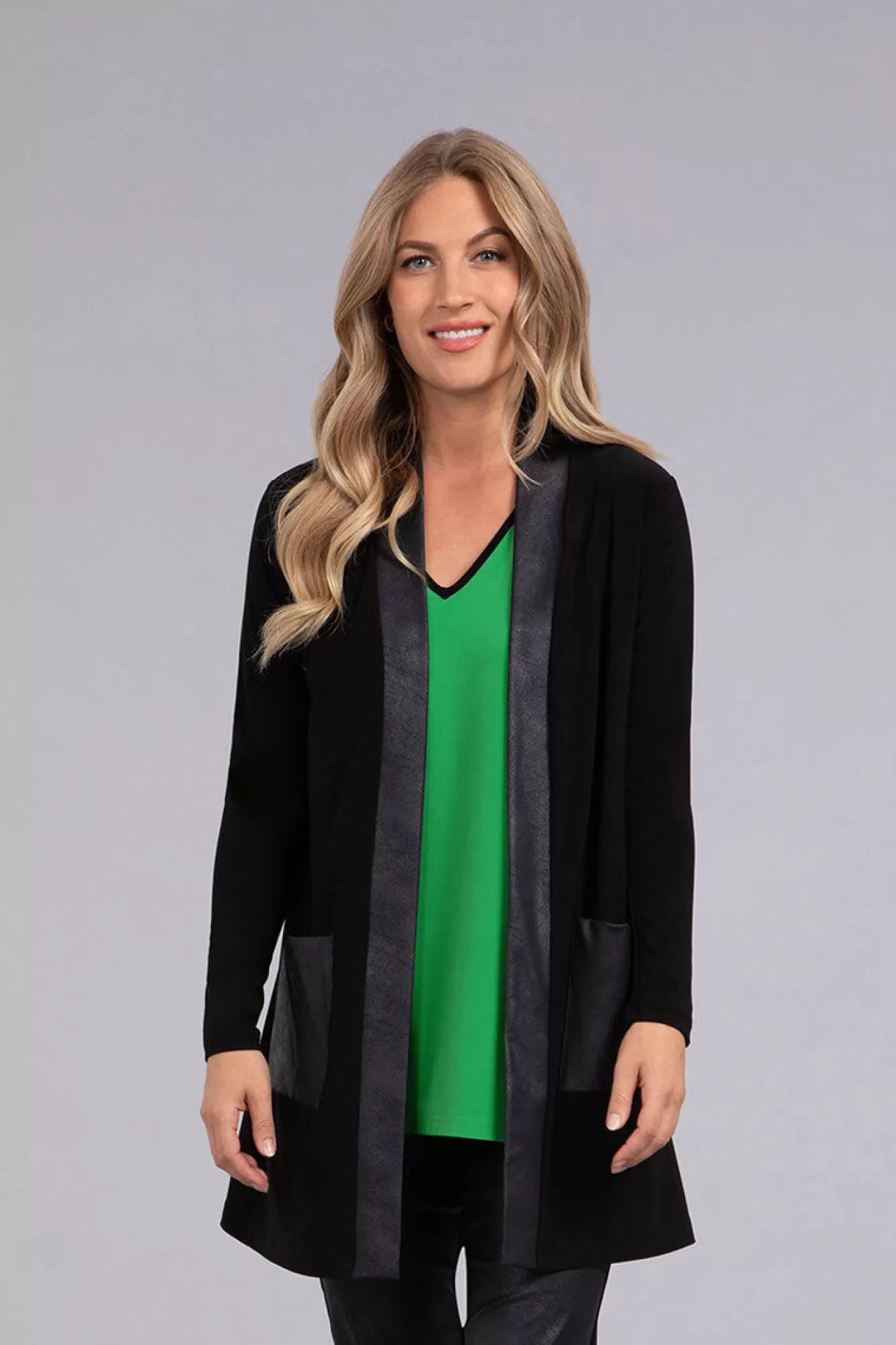 Sale Sympli Mix Essential Cardigan With Faux Leather