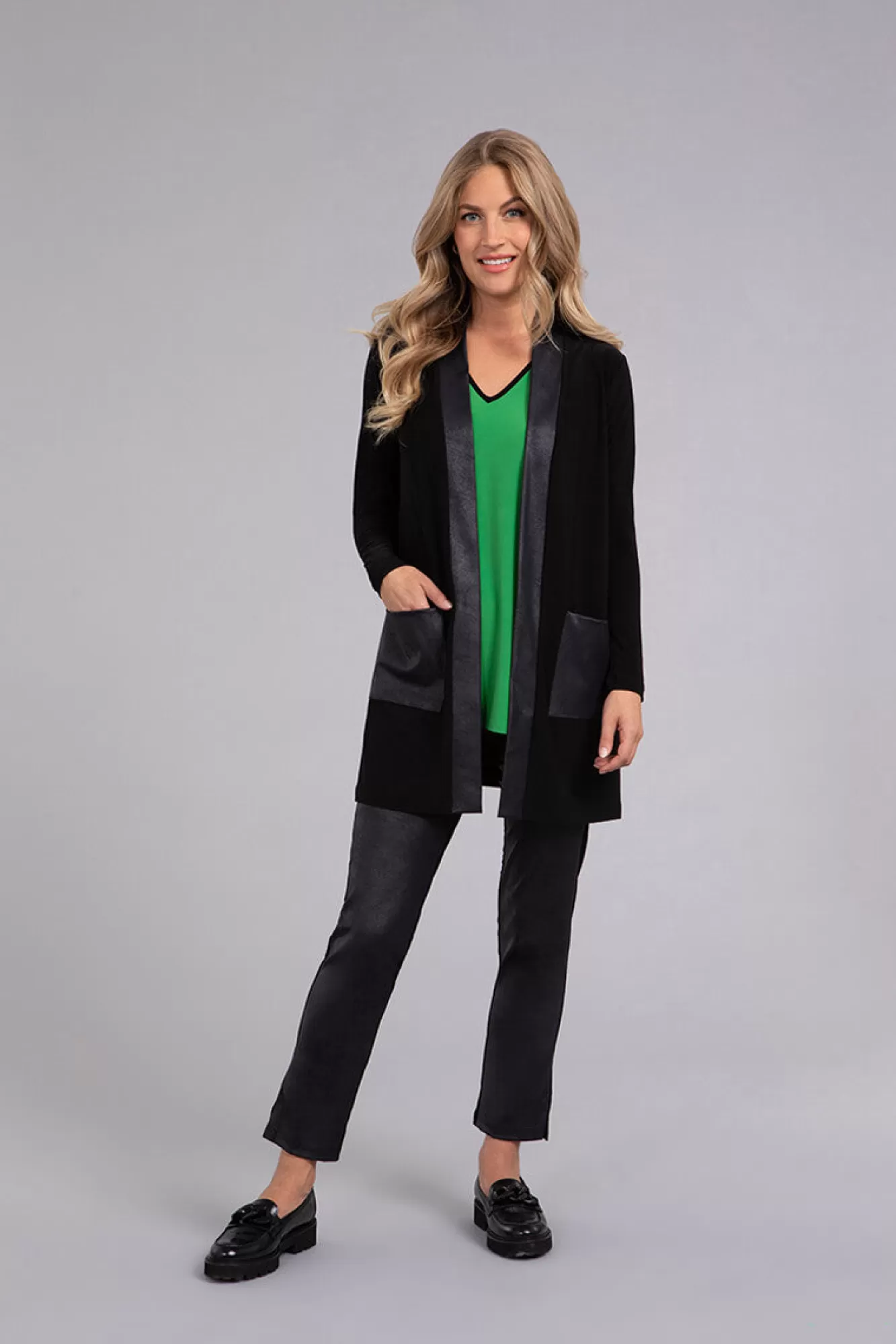 Sale Sympli Mix Essential Cardigan With Faux Leather