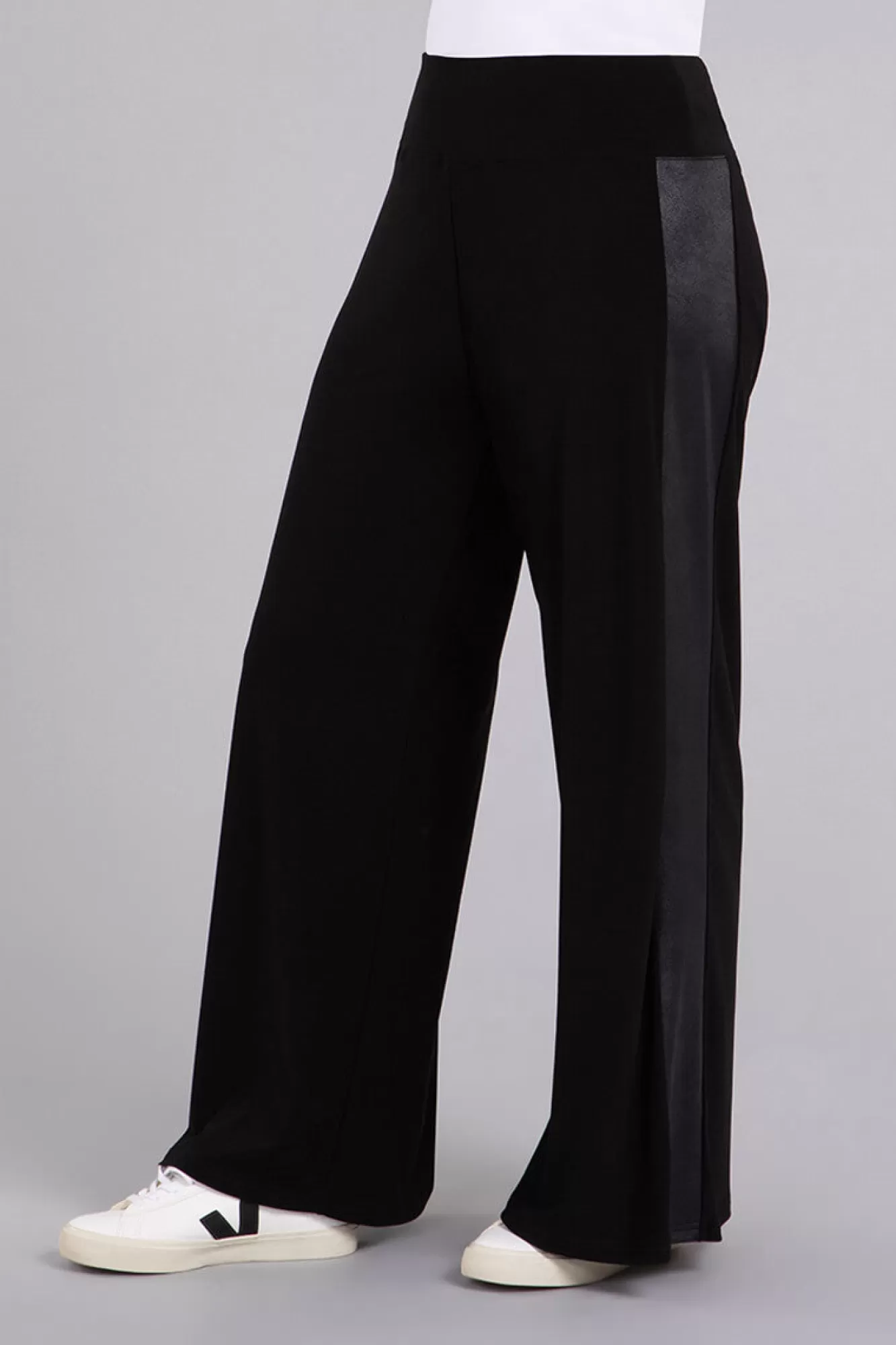 New Sympli Mix Wide Leg Trouser With Faux Leather