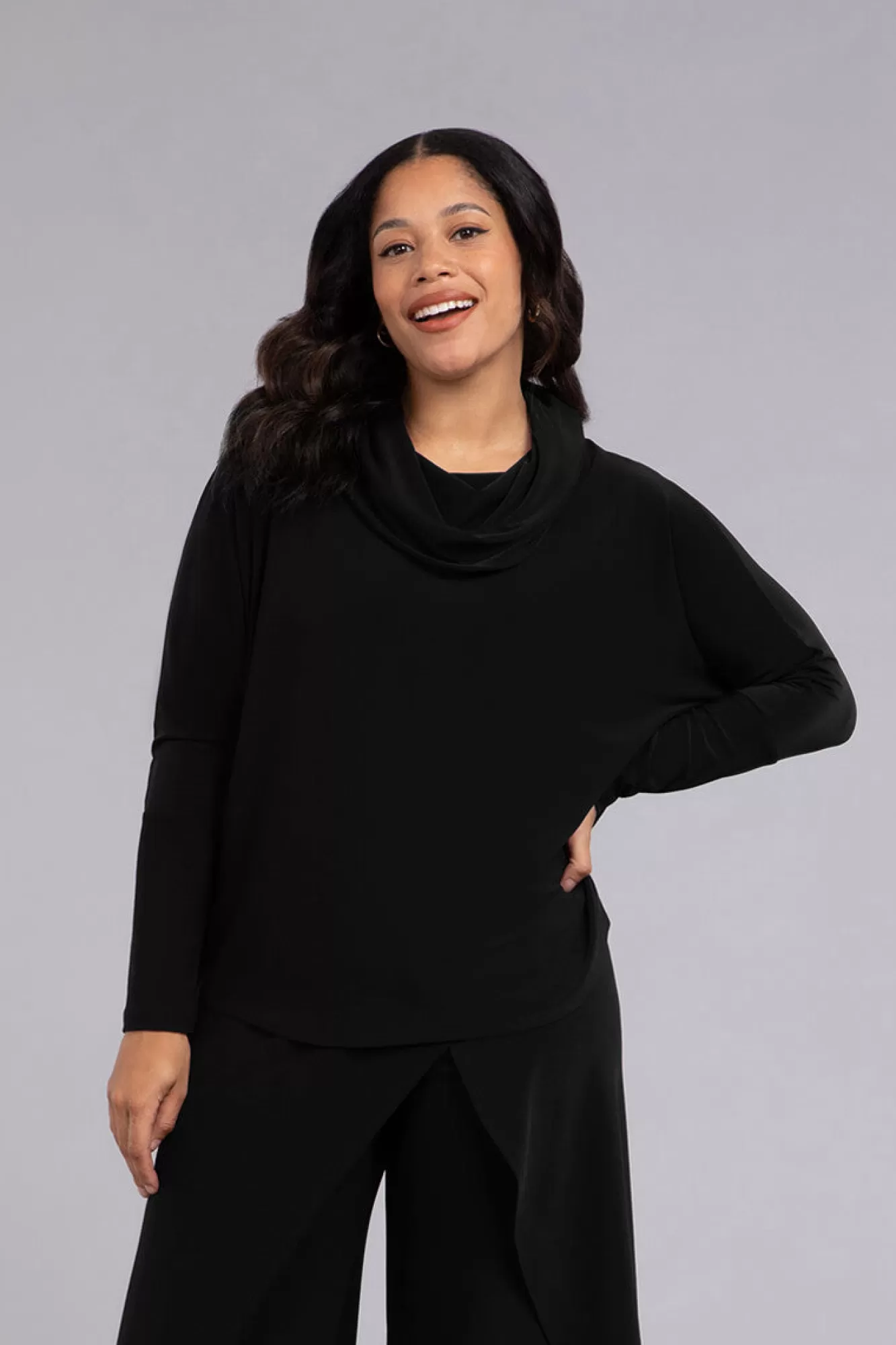 New Sympli Nu Cinch Cowl Neck Top