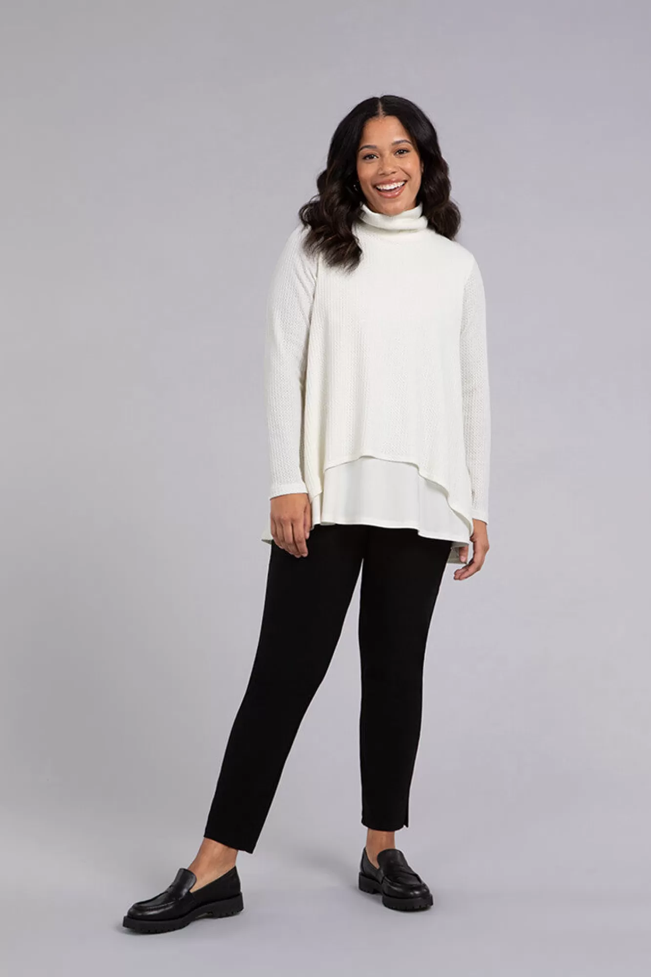 Fashion Sympli Split Back Waffle Sweater