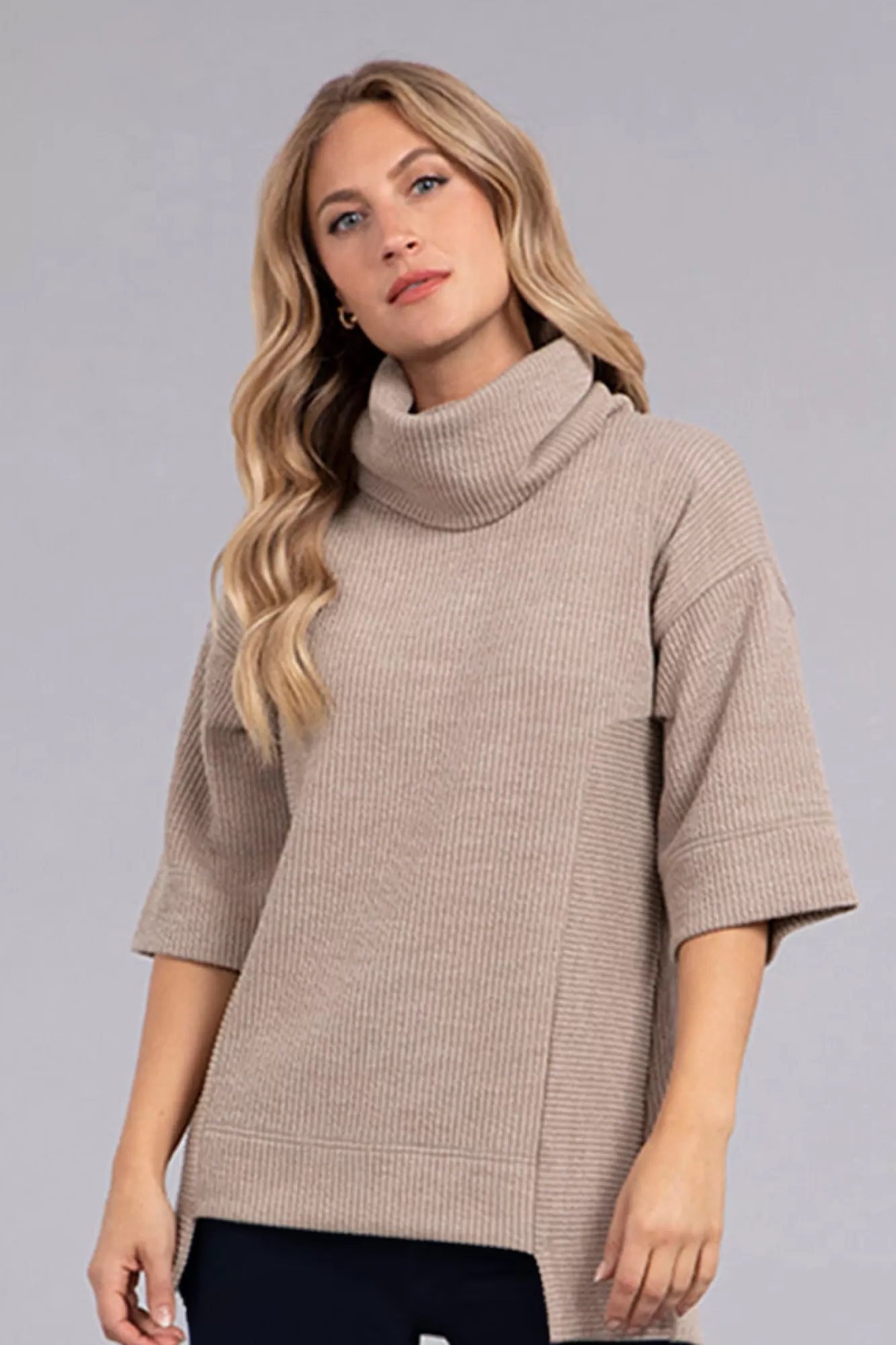 Store Sympli Step Hem Elbow Sleeve Rib Sweater