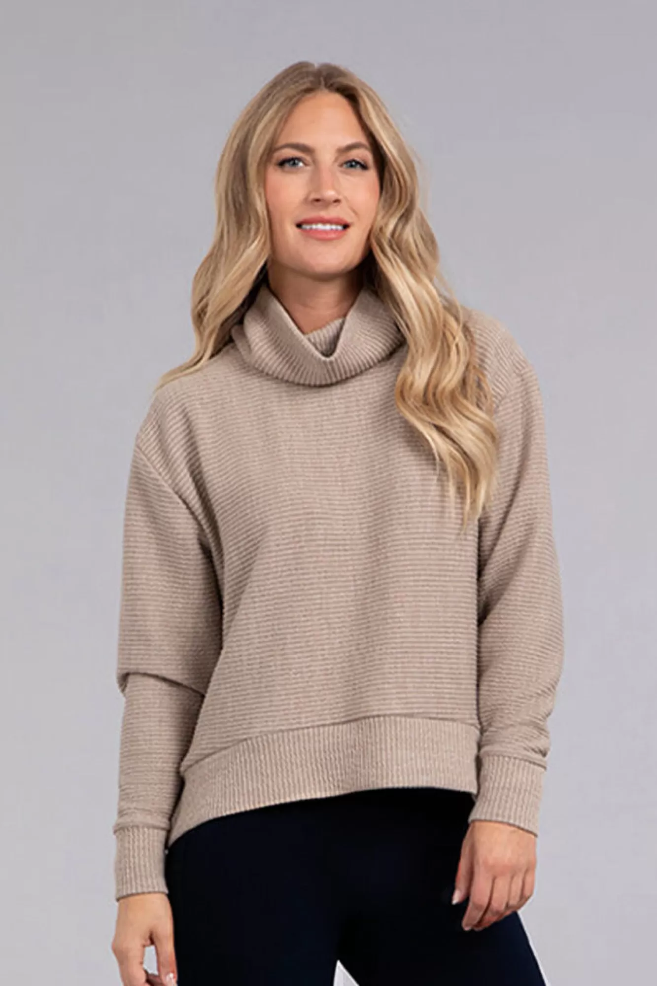 Flash Sale Sympli Turtle Neck High Low Rib Sweater