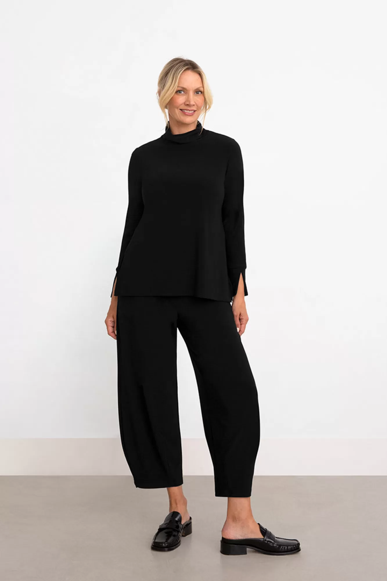 Store Sympli Turtle Neck Slit Sleeve Top