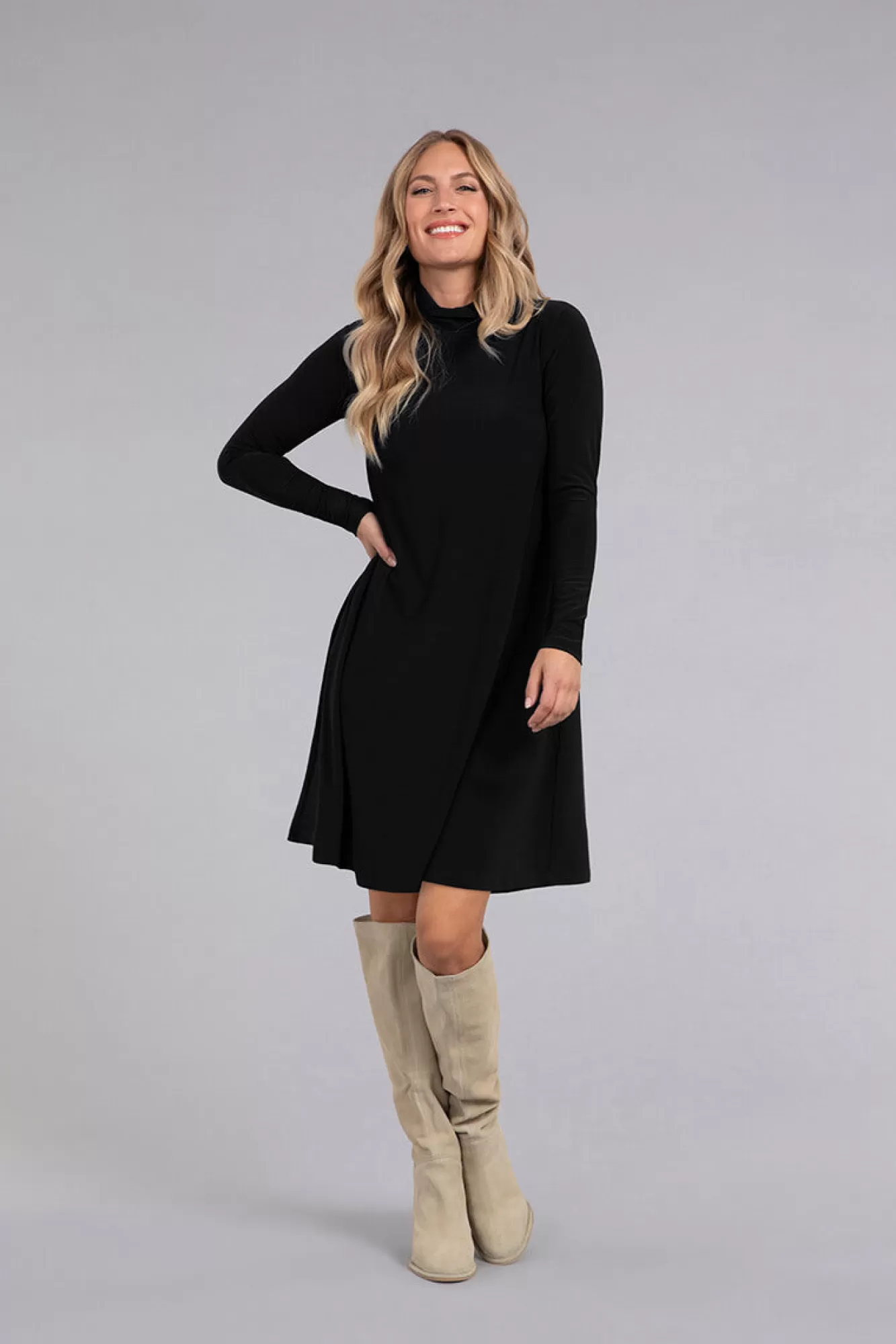 Hot Sympli Turtle Neck Trapeze Dress