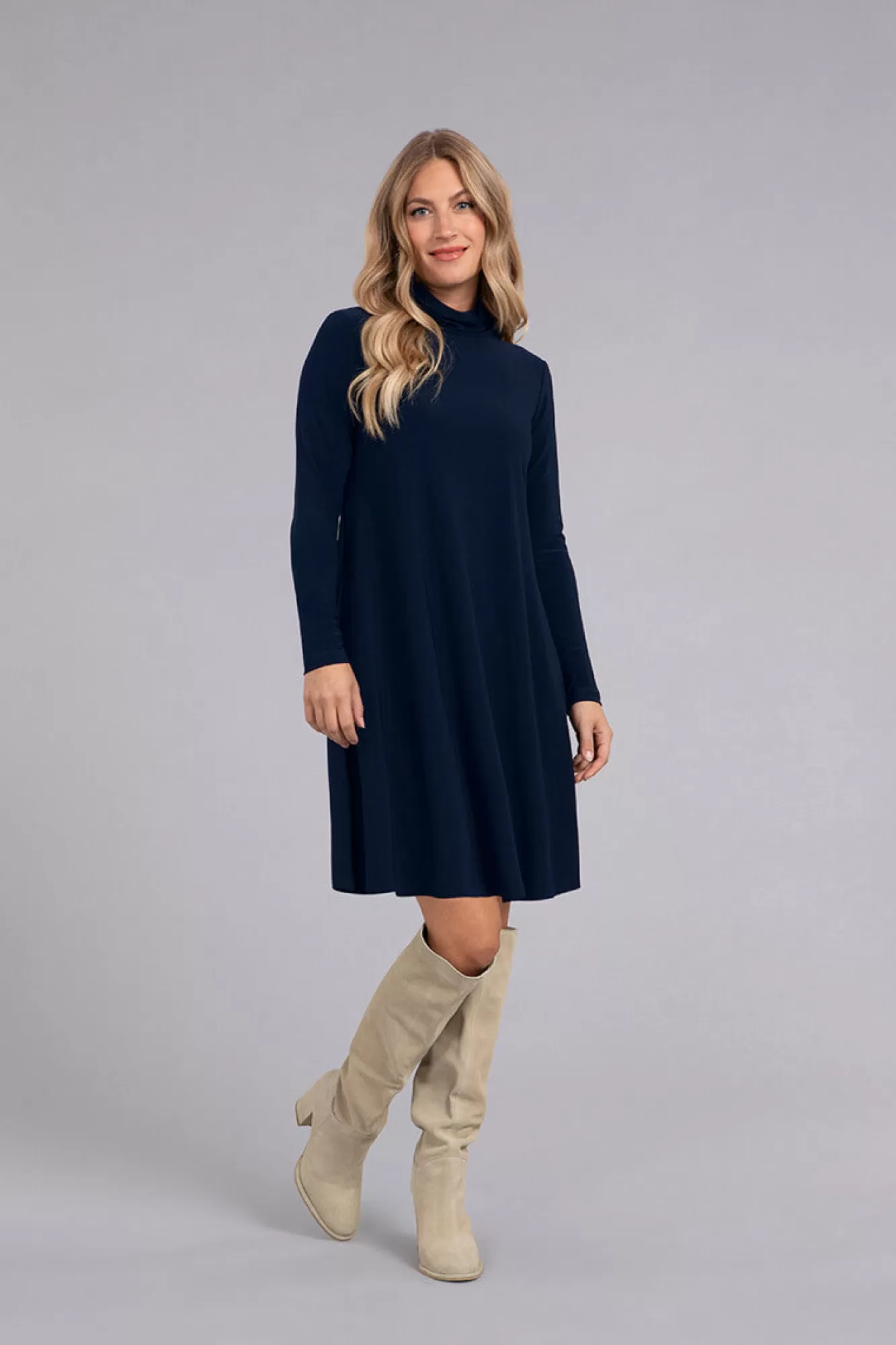 Hot Sympli Turtle Neck Trapeze Dress