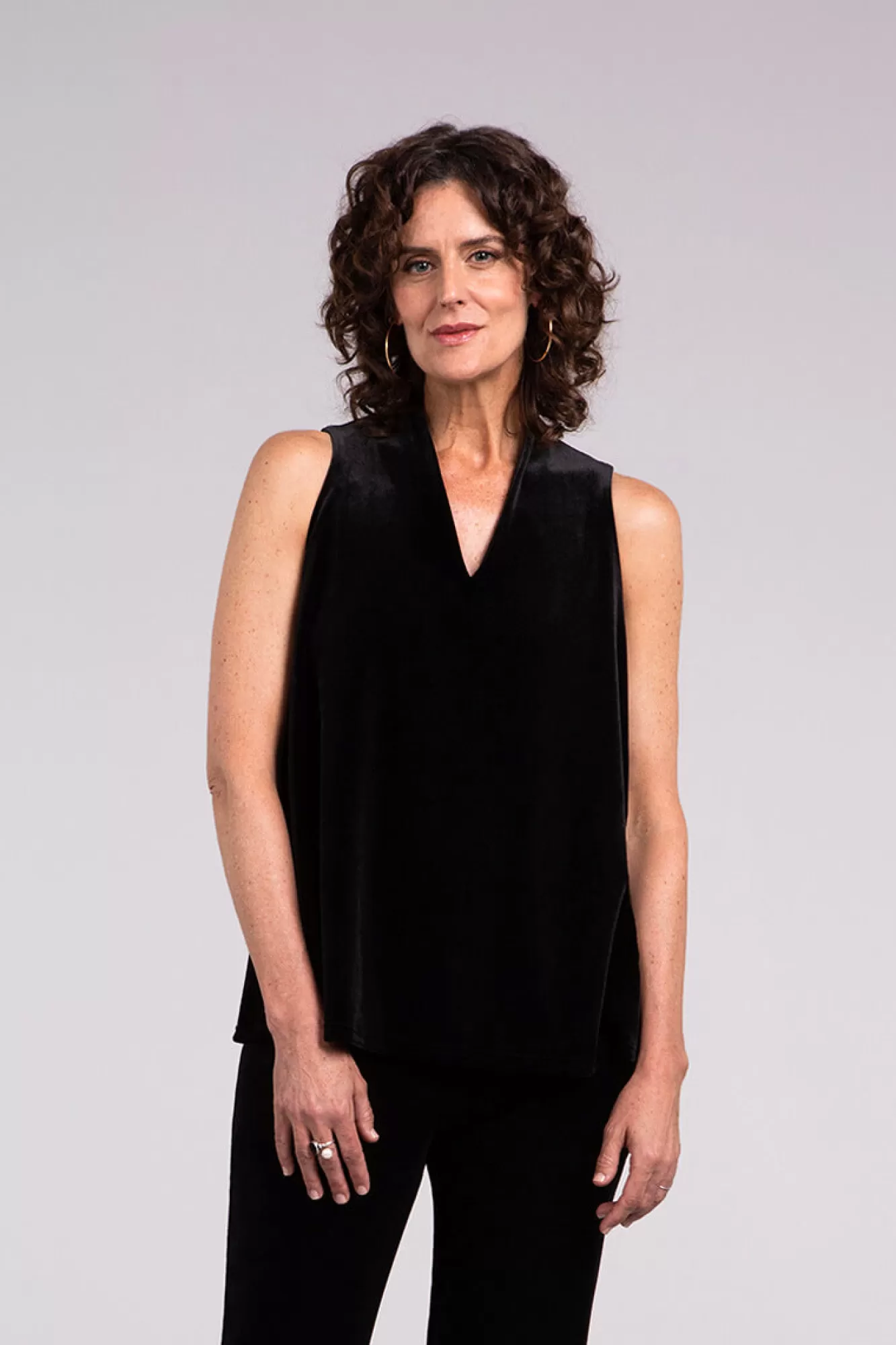 Sale Sympli Velvet Deep V Trapeze Tank