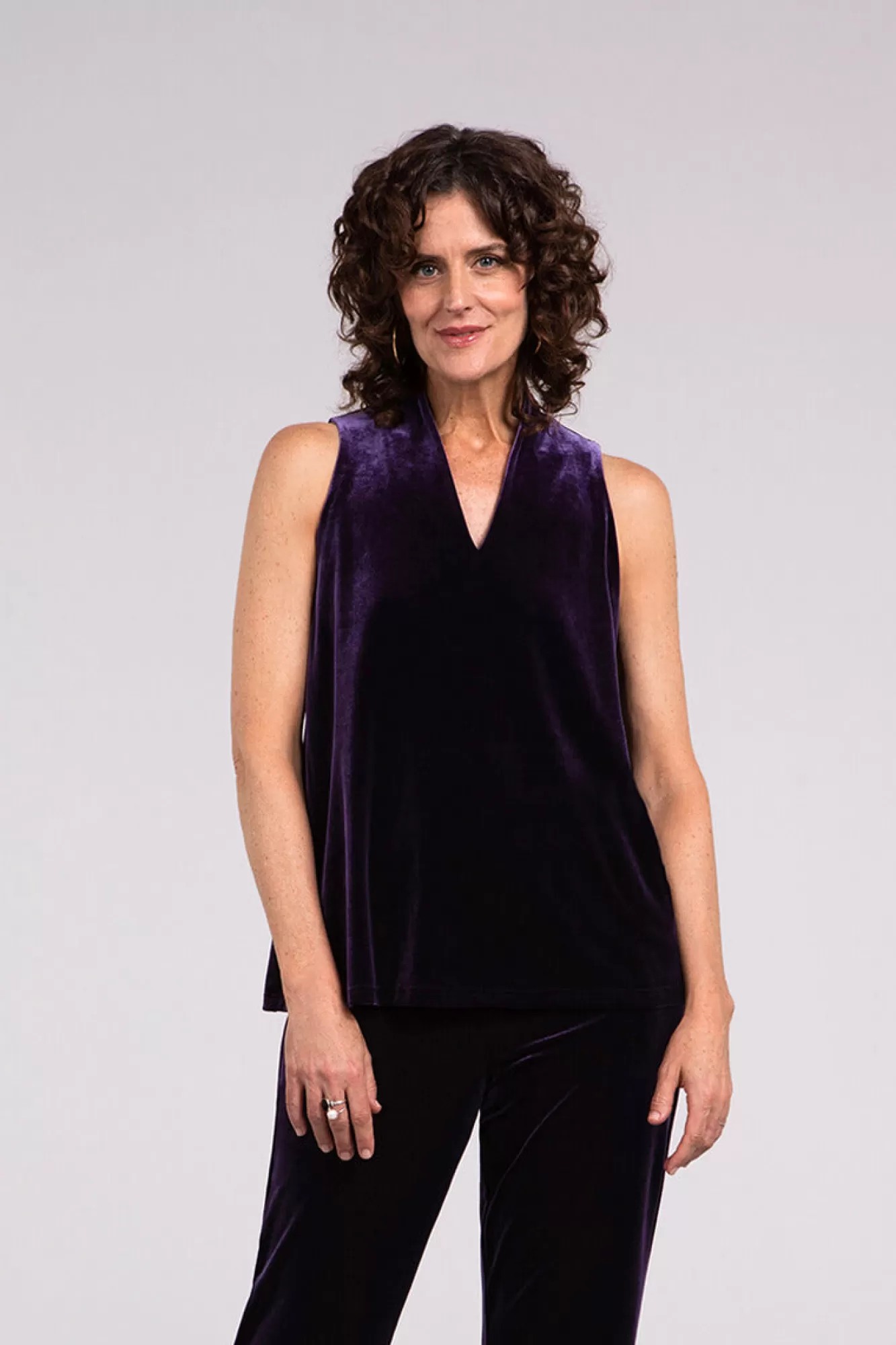 Discount Sympli Velvet Deep V Trapeze Tank