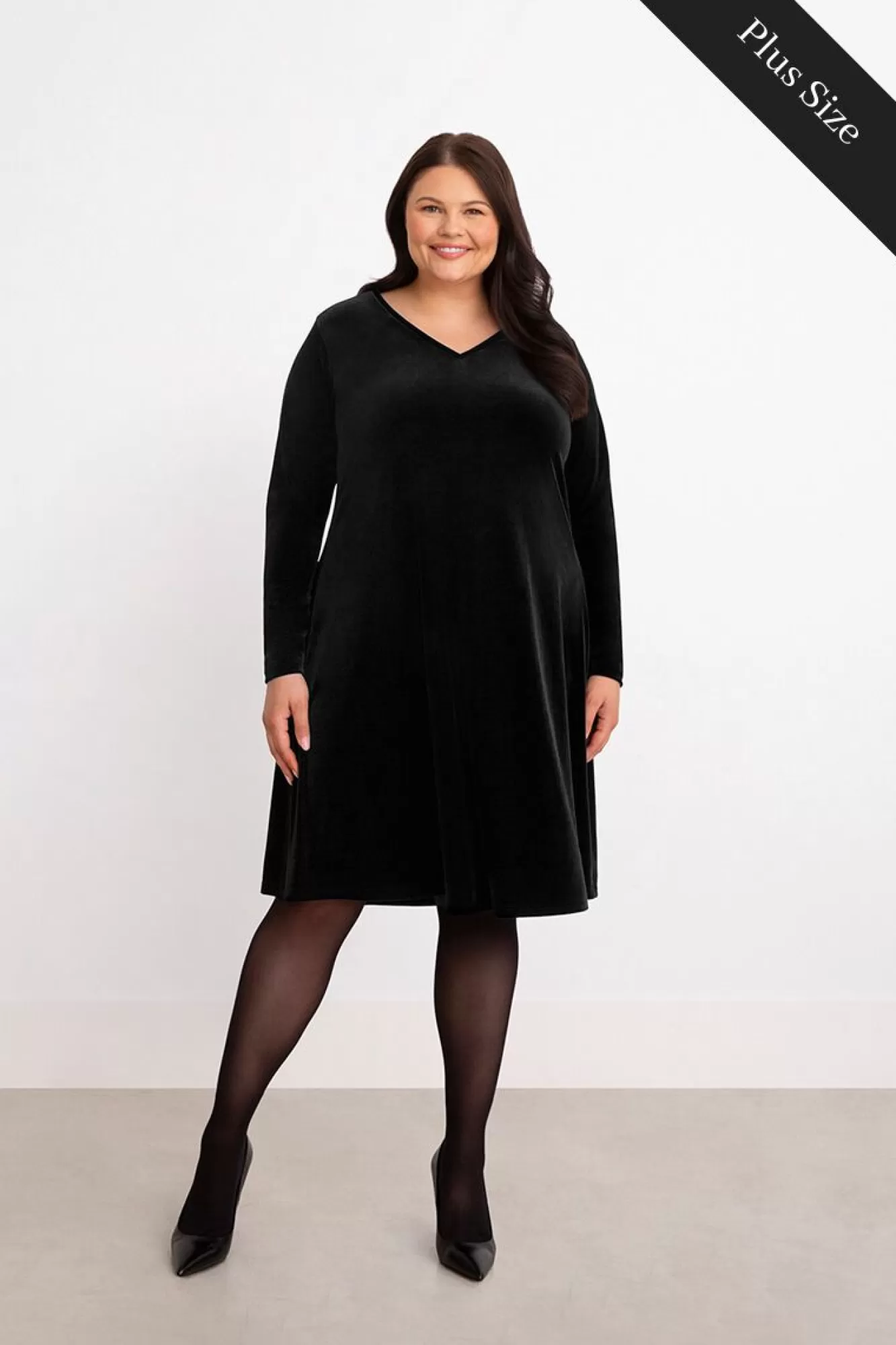 Sale Sympli Velvet V-Neck Trapeze Dress Plus